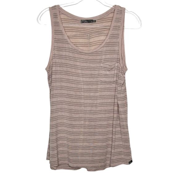 PRANA Womens Foundation Scoop Neck Tank Striped Pocket Sparrow Heather sz Small - Picture 6 of 6
